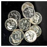 Coin (10) Franklin Proof Half Dollars 90% Silver