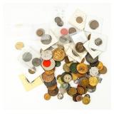 Coin Over 100 Assorted Tokens & World Coinage