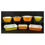Vintage Lot of 8 PYREX in Orange & Yellow