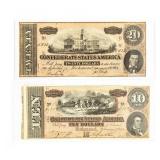 Coin (2) Confederate Notes $10 & $20