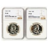 Coin (2) Franklin Half Dollars NGC PF68