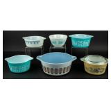 Vintage Lot of 7 PYREX in Popular Blue Patterns