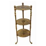 Furniture Vintage Compact 3-Tiered Brass Table