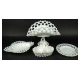 Vintage Lot of 4 MCM Milk GlassWestmoreland, Etc.