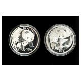 Coin 2 China Panda .999 Fine Silver Rounds Proof