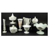 Vintage Lot of 8 MCM Milk GlassWestmoreland, Etc.