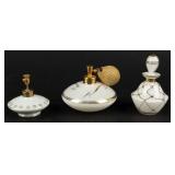 VTG Lot of 3 White & Gold-Painted Perfume Bottles