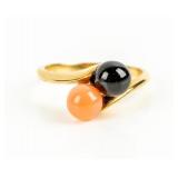 Jewelry 14kt Yellow Gold Onyx & Coral Ring
