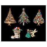 Jewelry Lot Signed Costume Christmas Brooches