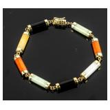 Jewelry 10kt Yellow Gold Jade Link Bracelet