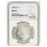 Coin 1880-S  Morgan Silver Dollar NGC MS65