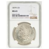 Coin 1879-S Morgan Silver Dollar NGC MS63
