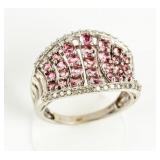 Jewelry 10kt White Gold Pink Stone Cocktail Ring