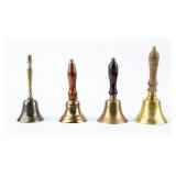 Antique / Vintage Lot of 4 Brass Hand Bells