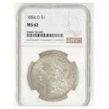 Coin 1884-O  Morgan Silver Dollar NGC MS62