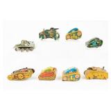 Lot Of 8 Marx / Other Tin Litho Wind-up Toy Tanks
