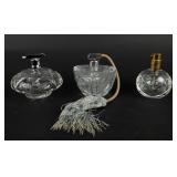 Lot of 3 Colorless Perfume Bottles w / Sunbursts