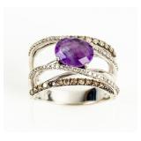 Jewelry 14kt White Gold Amethyst LeVian Ring