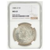 Coin 1885-O Morgan Silver Dollar NGC MS63