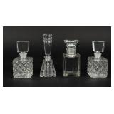 Lot of 4 Colorless, Square Perfume Bottles