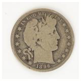 Coin 1896-S Barber Half Dollar in Very Good Key!