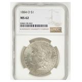 Coin 1884-O  Morgan Silver Dollar NGC MS62