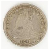 Coin 1891 Seated Liberty Quarter in Extra Fine