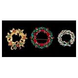 Jewelry 3 Christmas Wreath Brooch Eisenberg Ice