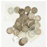 Coin 43 Silver Barber Dimes & Roosevelt Dimes