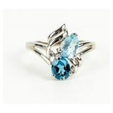 Jewelry 10kt White Gold Blue Topaz Ring
