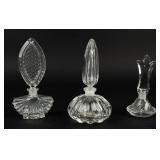 Lot of 3 Perfume Bottles w / Tall "Fan" Finials