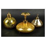 VTG Lot of 3 Bright Crackle Glass Perfume Bottles