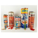 Lot Of 5 Vintage TinkerToys / Amer Plastics Bricks