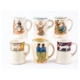 Antique Lot of 7 Roseville "Creamware" Mugs