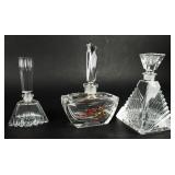 Lot of 3 Colorless Cut Glass Perfume Bottles