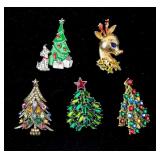Jewelry Lot Signed Costume Christmas Brooches