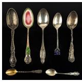 Lot of 7 Commemorative Sterling Silver Spoons