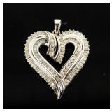 Jewelry Sterling Silver Diamond Heart Pendant
