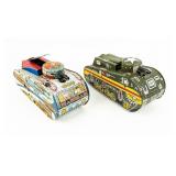 Lot Of 2 Marx Tin Litho Wind-up Toy Tanks