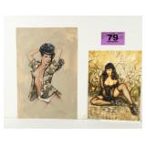 Artwork Lot of 2 Pin-Ups by De BerardinisSigned