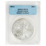 Coin 2011  American Silver Eagle ANACS MS70