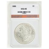 Coin 1886  Morgan Silver Dollar AGP MS65
