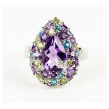 Jewelry Sterling Silver Amethyst Cocktail Ring