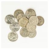 Coin 13 Walking Liberty Half Dollars AU / Unc