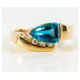 Jewelry 14kt Yellow Gold Blue Topaz Ring