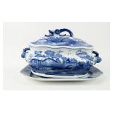 Antique / Vintage Pair Blue & White Serving Pieces