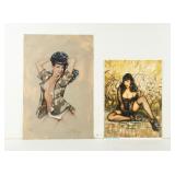Artwork Lot of 2 Pin-Ups by De BerardinisSigned