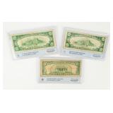 Coin (3) Graded National Currency Notes $5 & $10