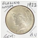 Coin 1922 Peace Silver Dollar Brilliant Unc.