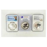 Coin (3) NGC /  PCGS Graded Silver 1 Oz Coins